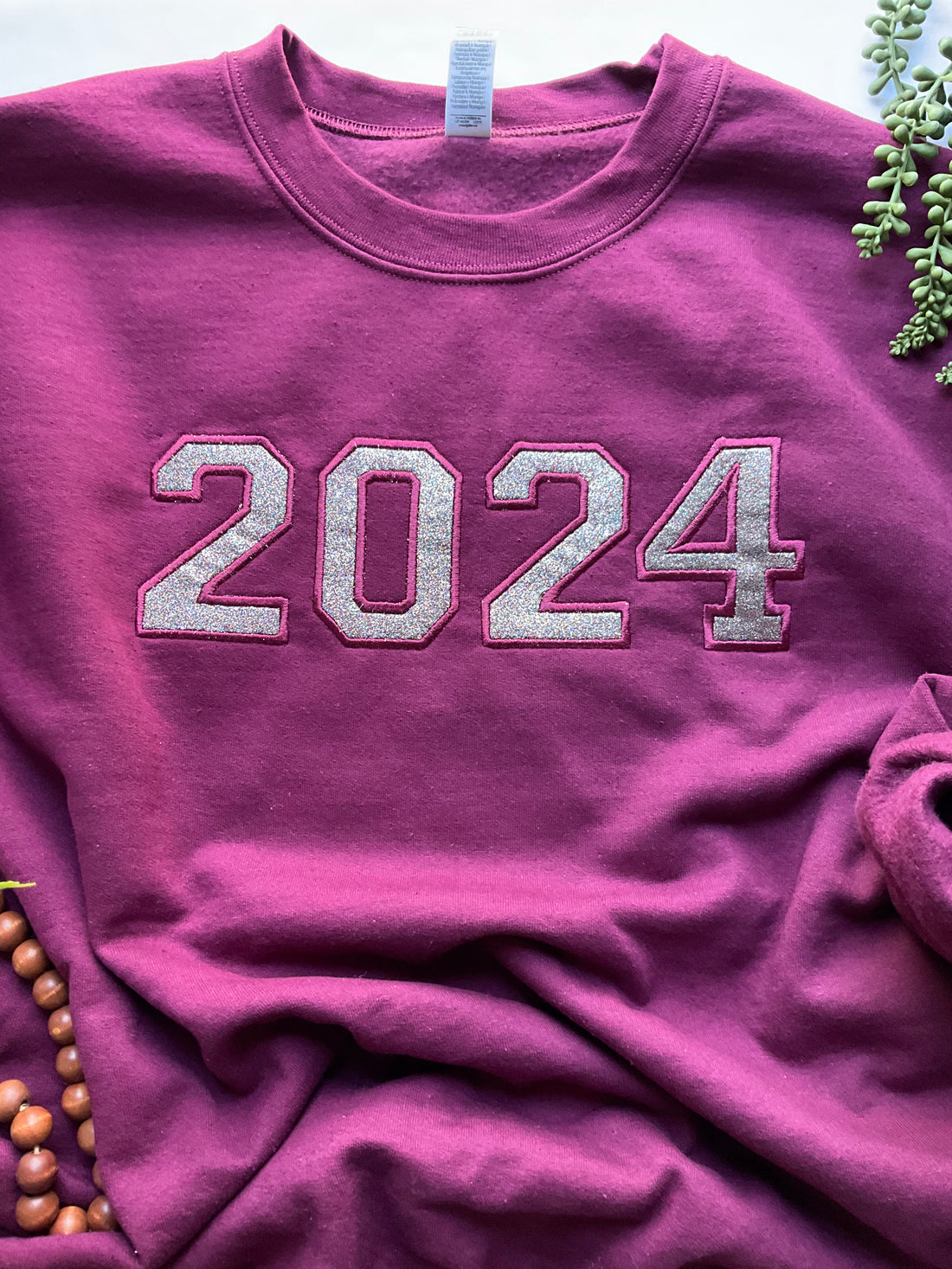 Class of 2024 Embroidered Sweatshirt w/HTV Glitter