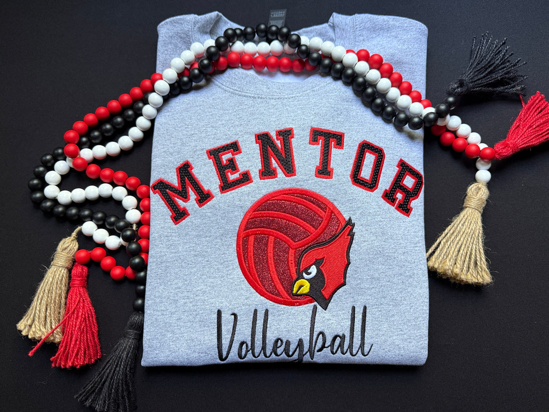 Volleyball Glitter Embroidered Sweatshirt
