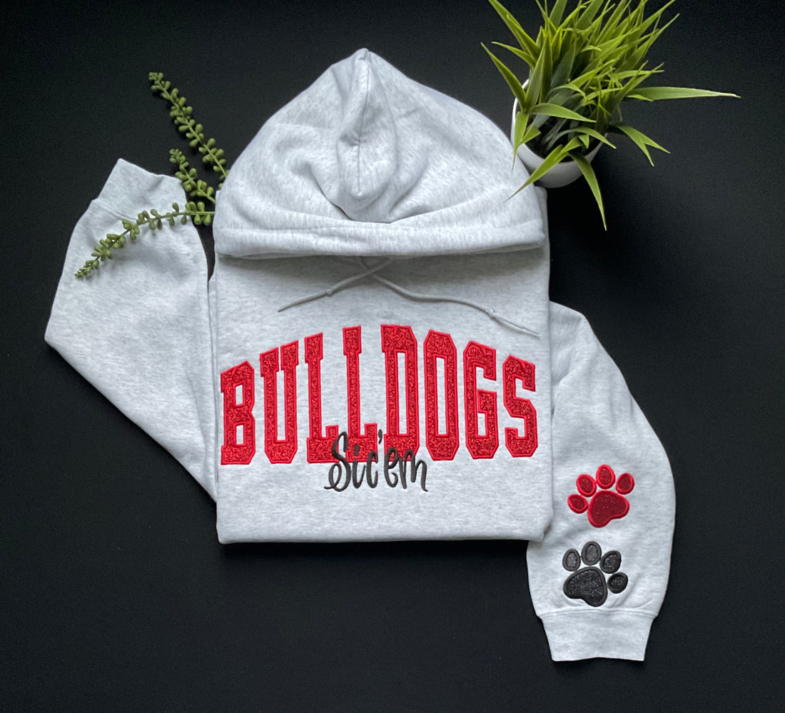 Glitter Embroidered Hoodie with Optional Sleeve Detail