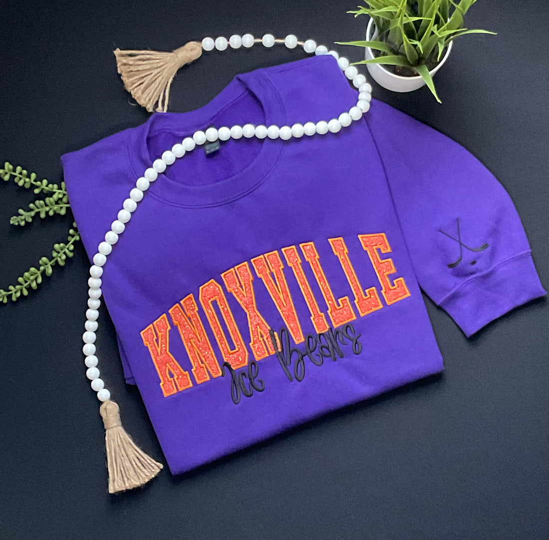 Custom Glitter Embroidered Sweatshirt w/Name on Sleeve