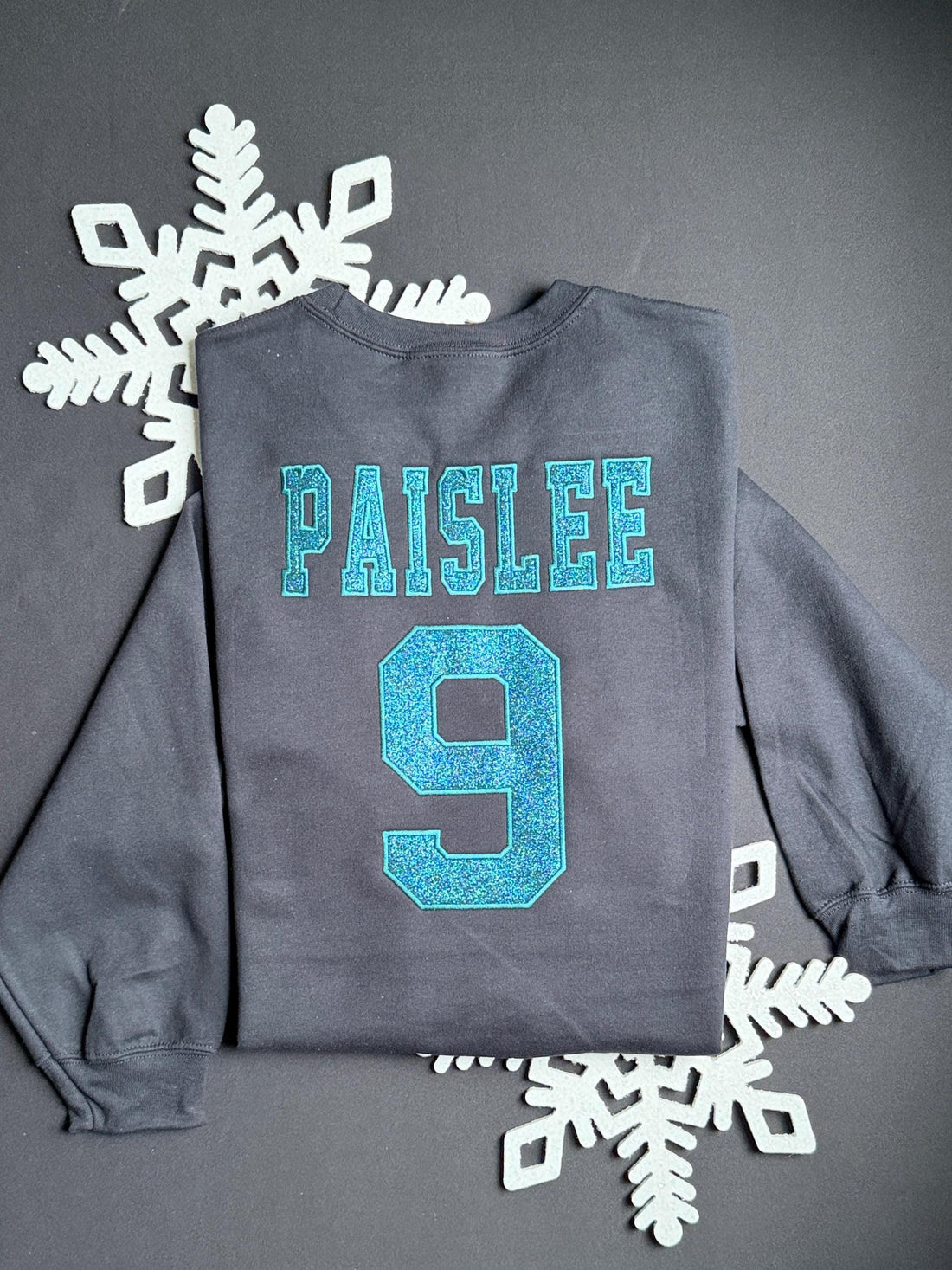 Custom Glitter Embroidered Volleyball Sweatshirt w/ Name and Number on Back