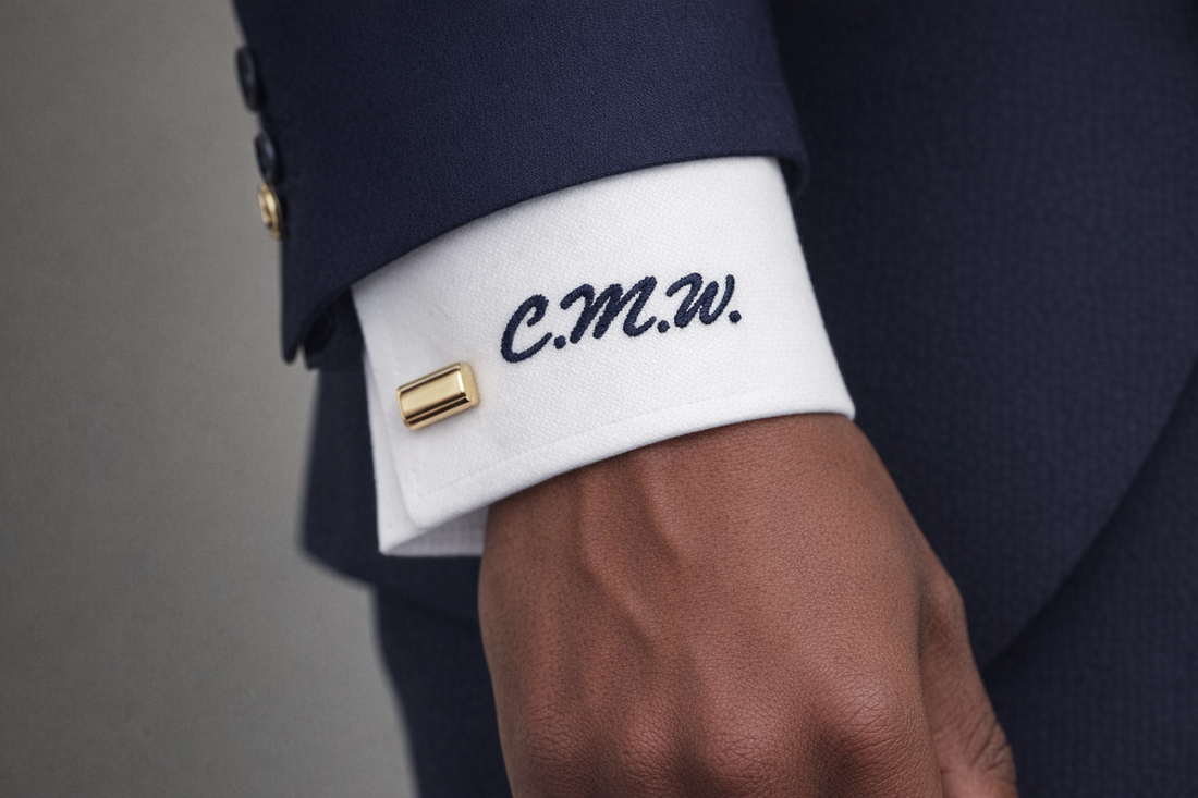 Custom Dress Shirt Cuff Monogram | Personalized Embroidered Shirt Cuffs | Bespoke Monogram Embroidery